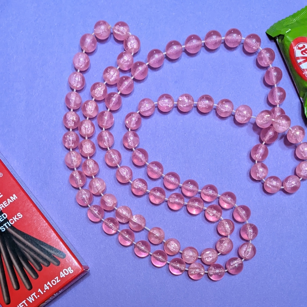 Pink Clear Bead Necklace Kawaii Cute Fairy Pixie vintage cosplay